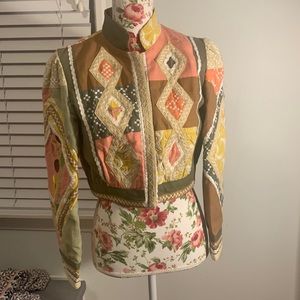 Cute floral/patched/quilted cropped jacket